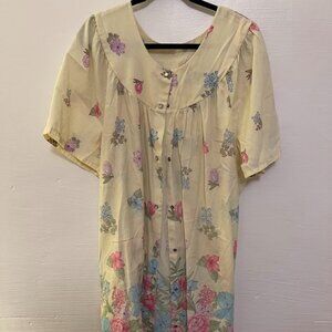 Grandmacore Simply Basic 2x Housecoat Robe Snap Short‎ Sleeve Floral Pockets